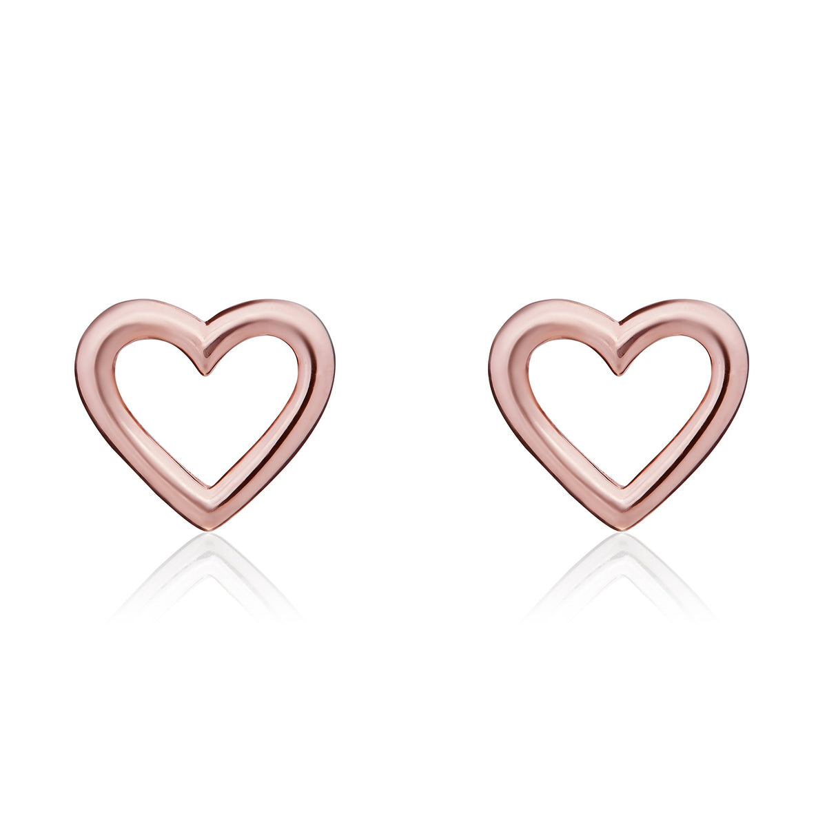9ct Rose Gold Open Heart Stud Earrings - view 2