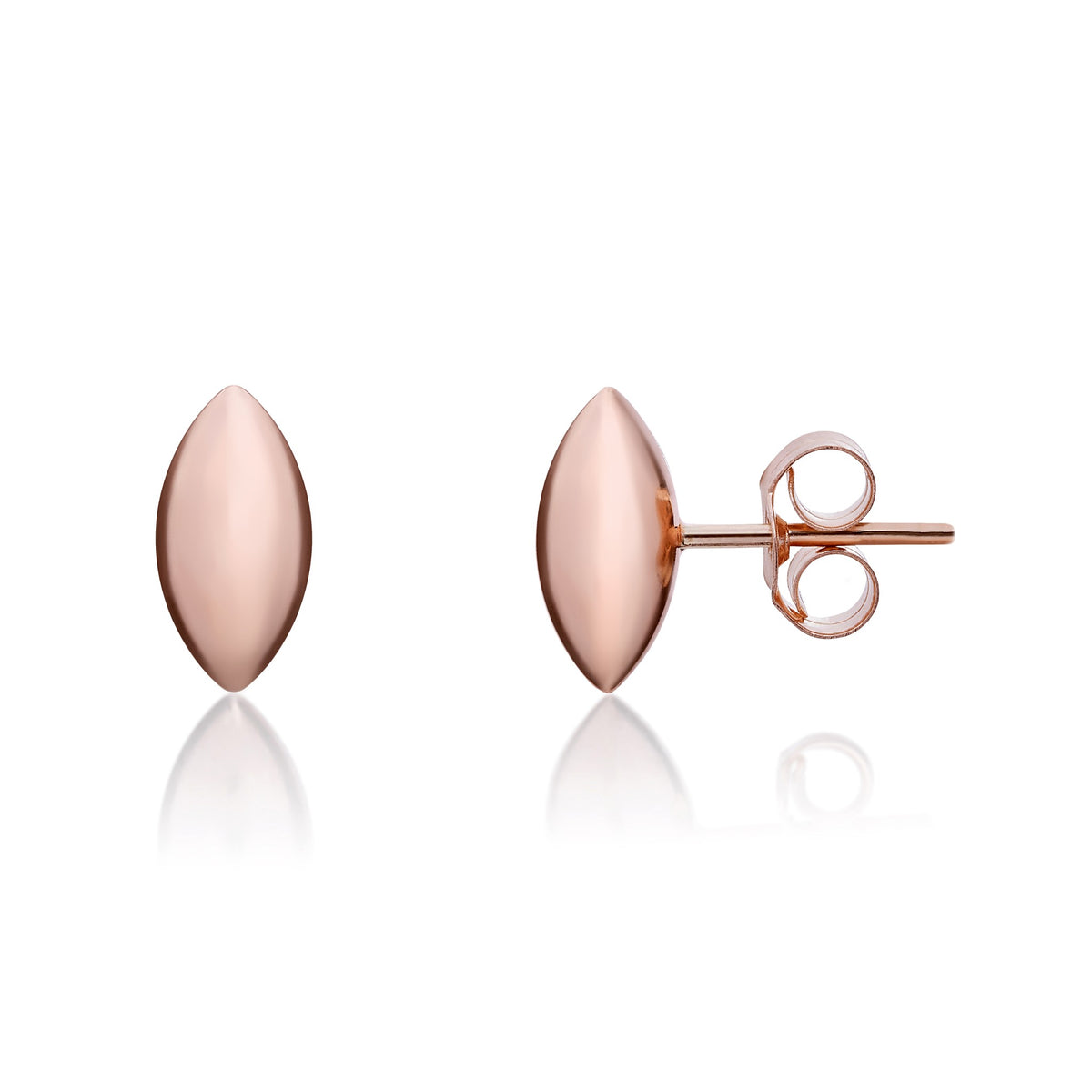 9ct Rose Gold 3d Polished Marquise Stud Earrings
