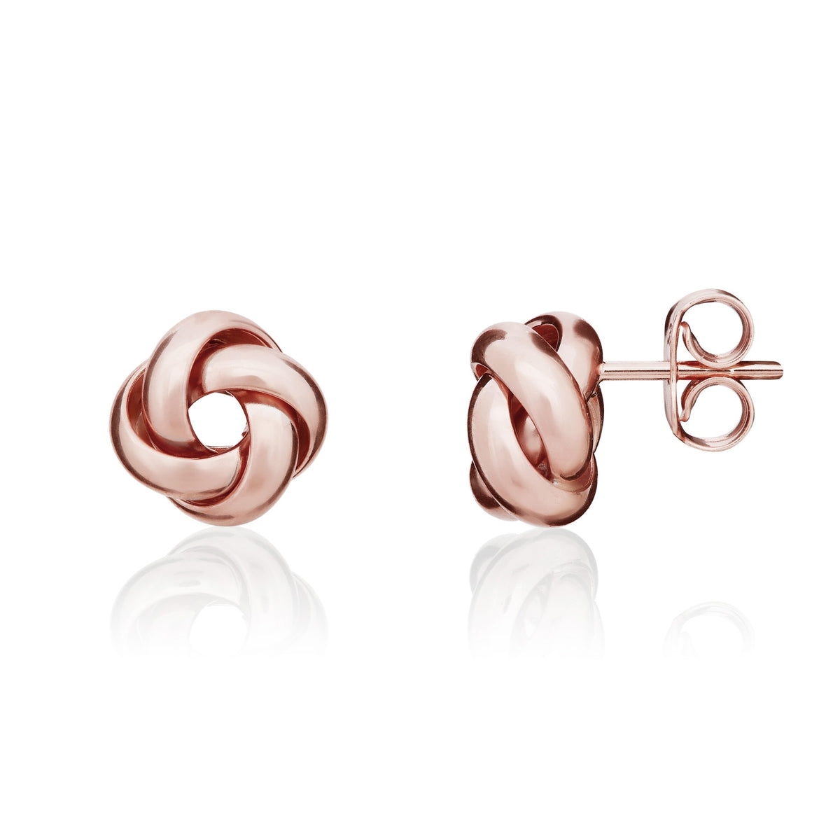 9ct Rose Gold Polished Four Strand Knot Stud Earrings