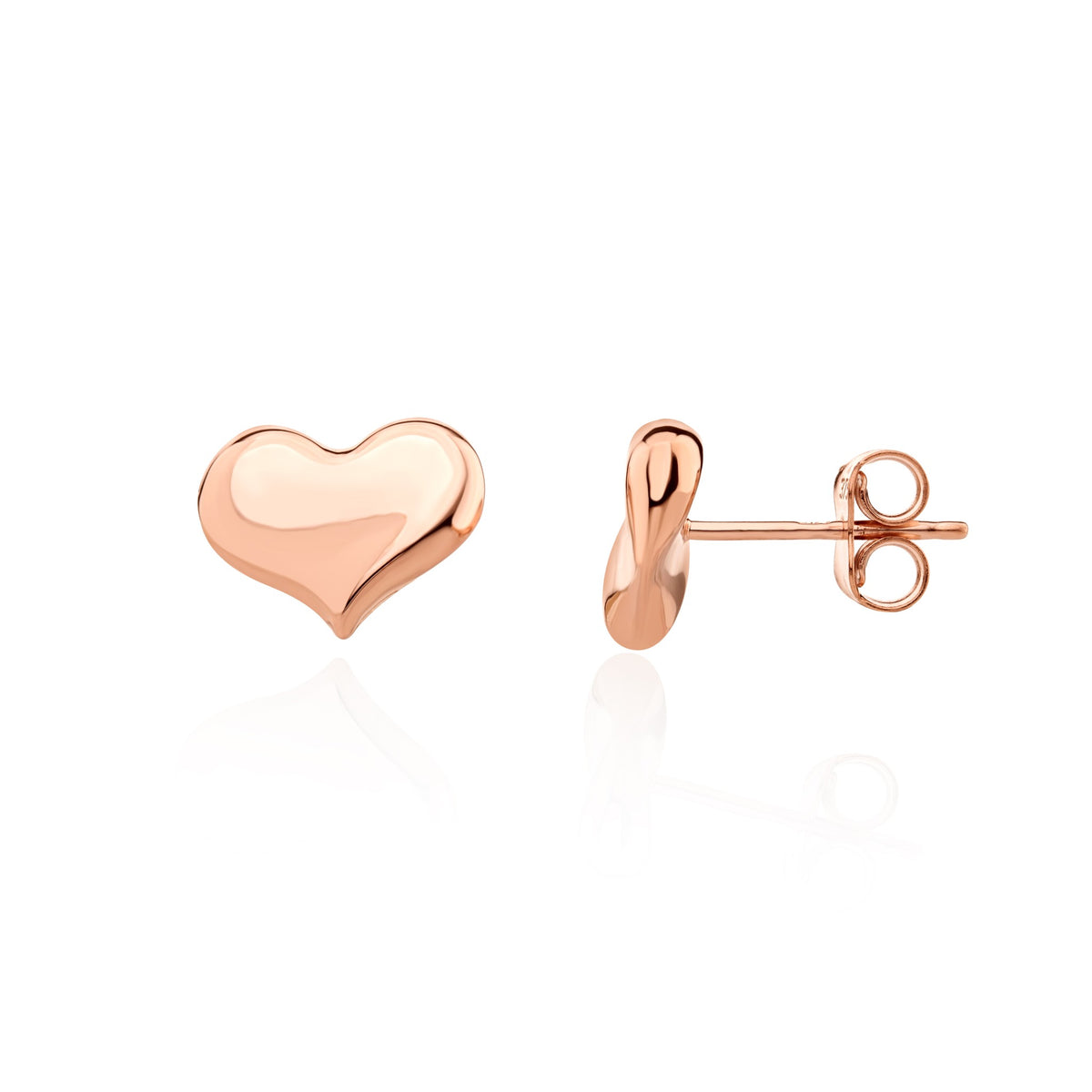 9ct Rose Gold Polished Curve Heart Stud Earrings - view 1