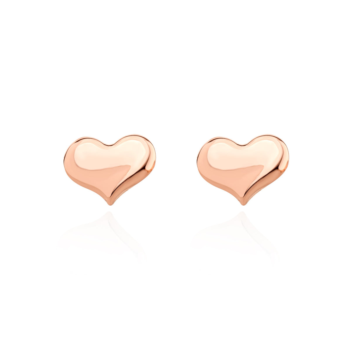 9ct Rose Gold Polished Curve Heart Stud Earrings - view 2