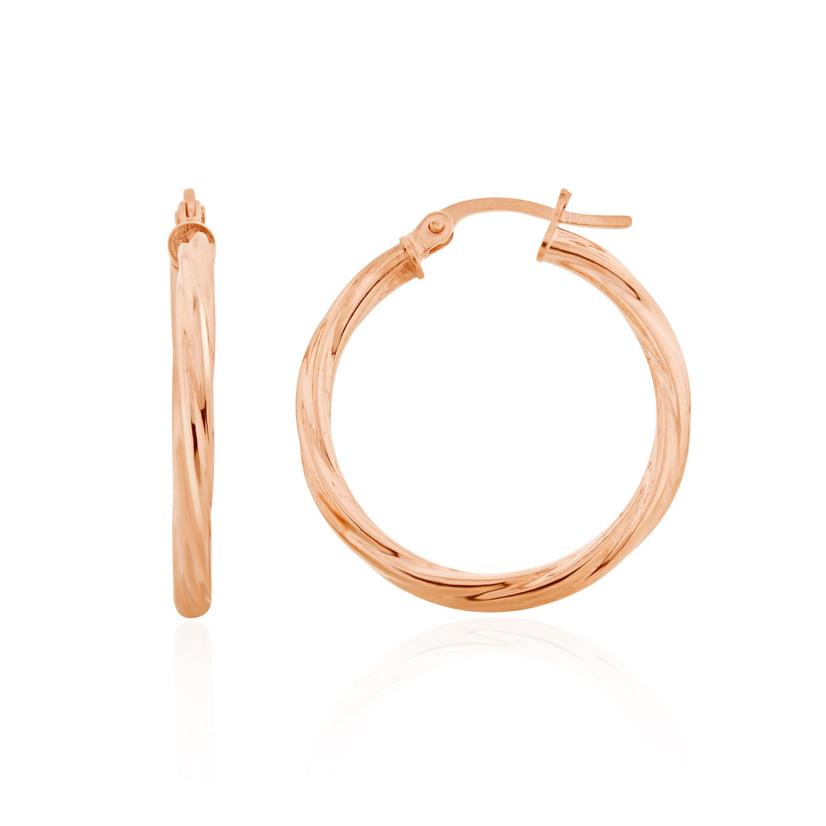 9ct Rose Gold Twist Hoop Earrings