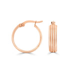 9ct Rose Gold Ribbed Wide Hoop Earrings - view 1