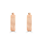 9ct Rose Gold Ribbed Wide Hoop Earrings - view 2