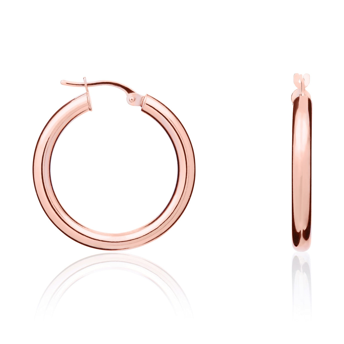 9ct Rose Gold Polished Round Hoop Earrings