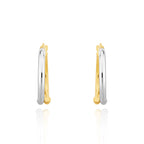 9ct Two Tone White Yellow Gold Overlaping Hoop Gold Earrings - view 2