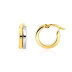 9ct Two Tone White Yellow Gold Two Row Hoop Earrings - view 1