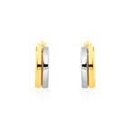 9ct Two Tone White Yellow Gold Two Row Hoop Earrings - view 2