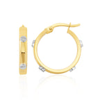 9ct Two Tone Yellow White Gold Screws Design Hoop Earrings 19mm - view 1
