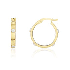 9ct Two Tone Yellow White Gold Screws Design Hoop Earrings 19mm - view 2