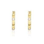 9ct Two Tone Yellow White Gold Screws Design Hoop Earrings 19mm - view 3