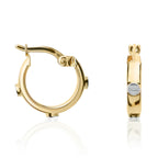 9ct Two Tone Yellow White Gold Screws Design Hoop Earrings 14.5mm - view 1