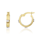 9ct Two Tone Yellow White Gold Screws Design Hoop Earrings 14.5mm - view 2