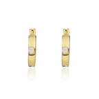 9ct Two Tone Yellow White Gold Screws Design Hoop Earrings 14.5mm - view 3