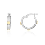 9ct Two Tone White Yellow Gold Screws Design Hoop Earrings 14.5mm - view 2