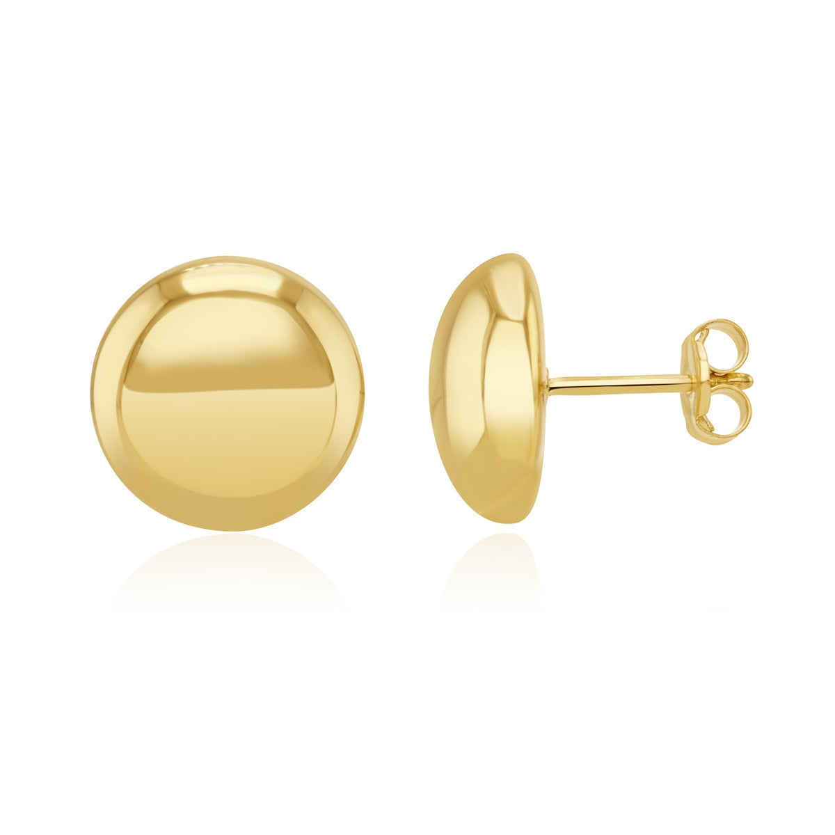 18ct Yellow Gold 12mm Polished Button Studs