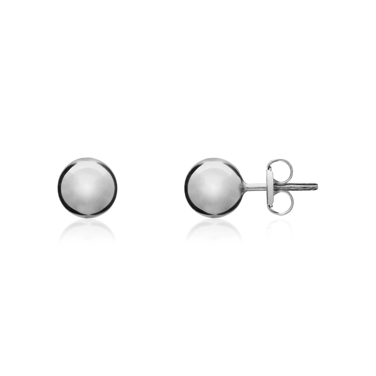 18ct White Gold Polished Ball Stud Earrings 6mm