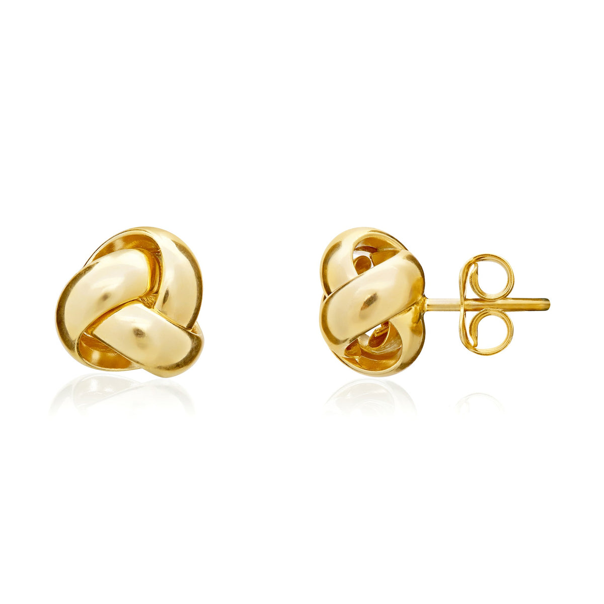 18ct Yellow Gold Simple Knot Stud Earrings 9.5mm