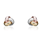 Three Tone 9ct Gold Knot Stud Earrings - view 2