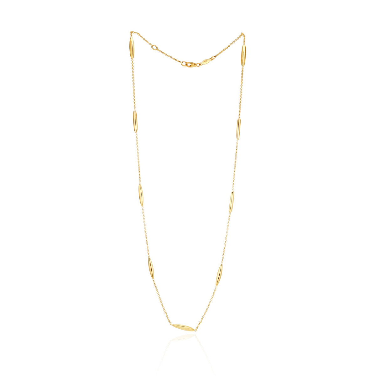 9ct Yellow Gold Marquise 3d Design & Chain Necklace 17.5"