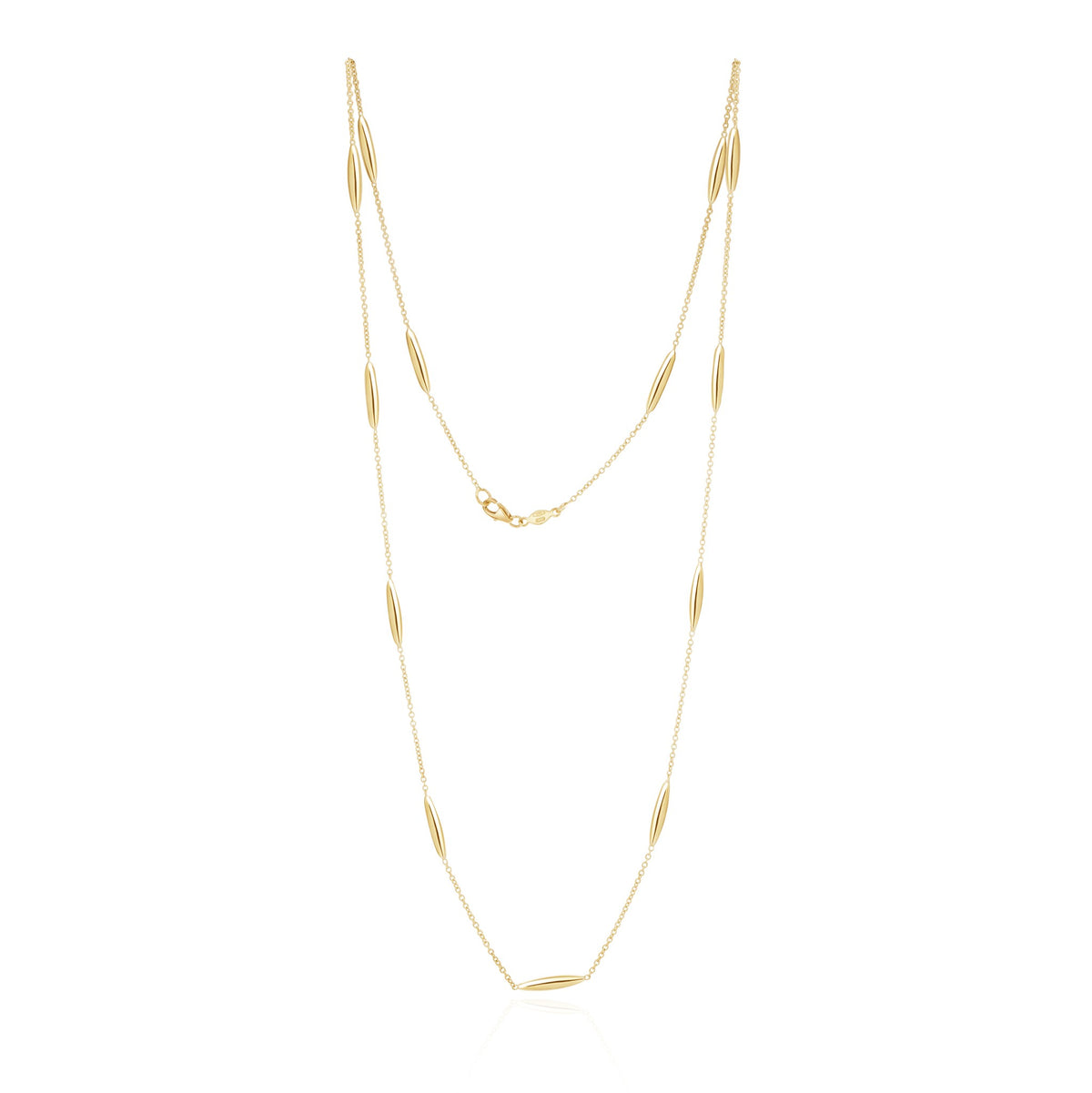 9ct Yellow Gold Marquise 3d Design & Chain Necklace 23.5"