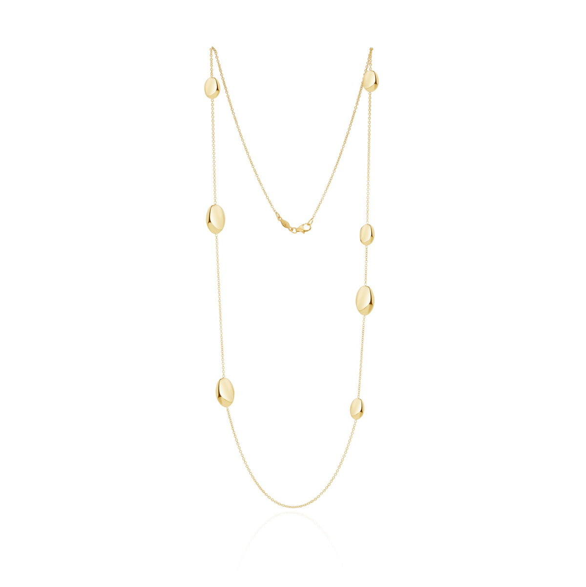 9ct Yellow Gold Chain & Flat Polished Oval Discs Necklace 24 Inch