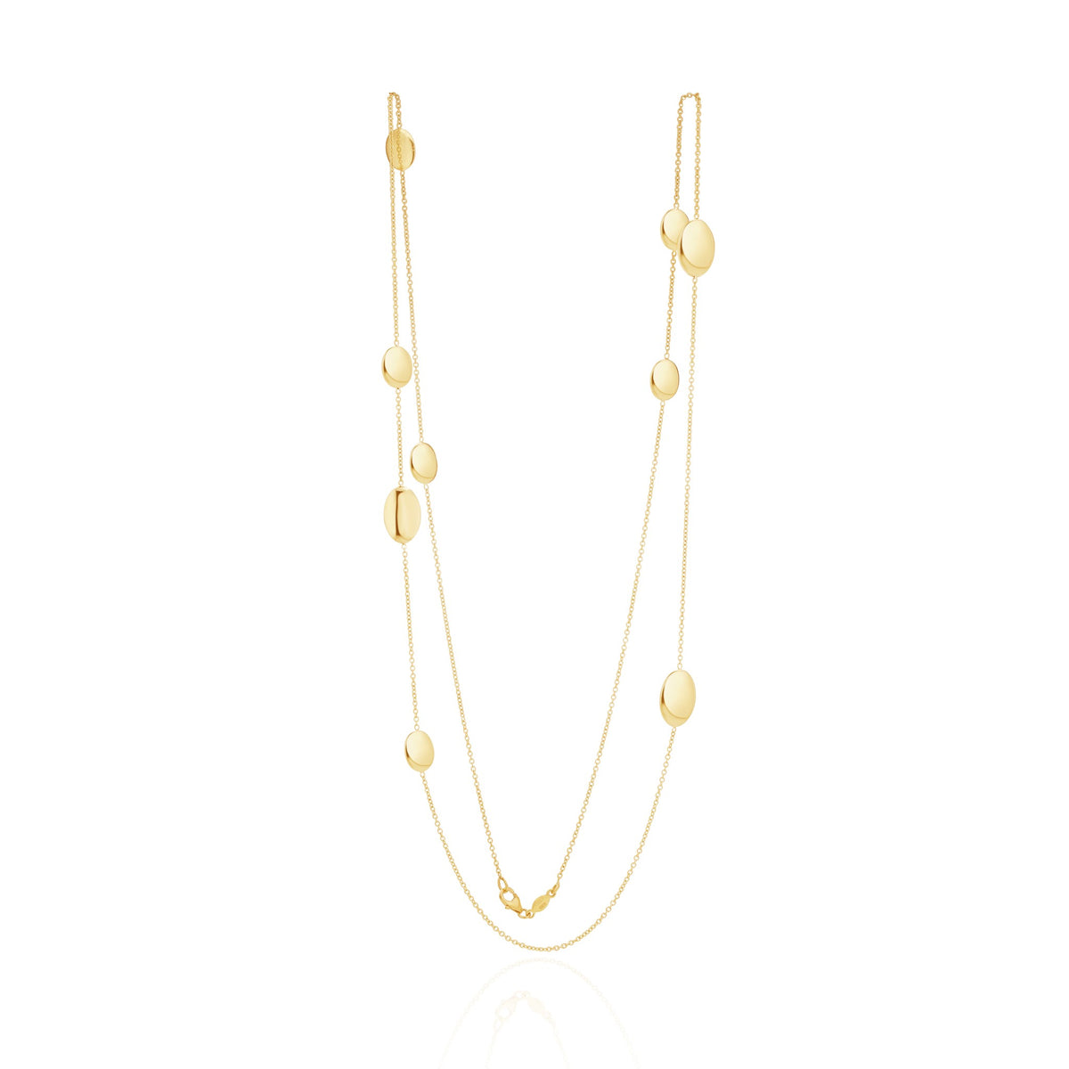 9ct Yellow Gold Chain & Flat Polished Oval Discs Necklace 32 Inch