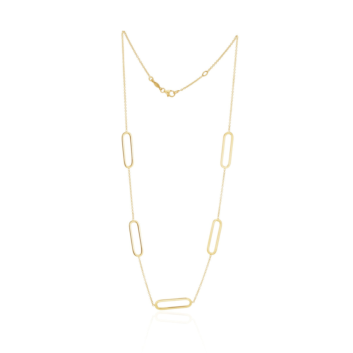 9ct Yellow Gold Open Oval & Chain Necklace 18"