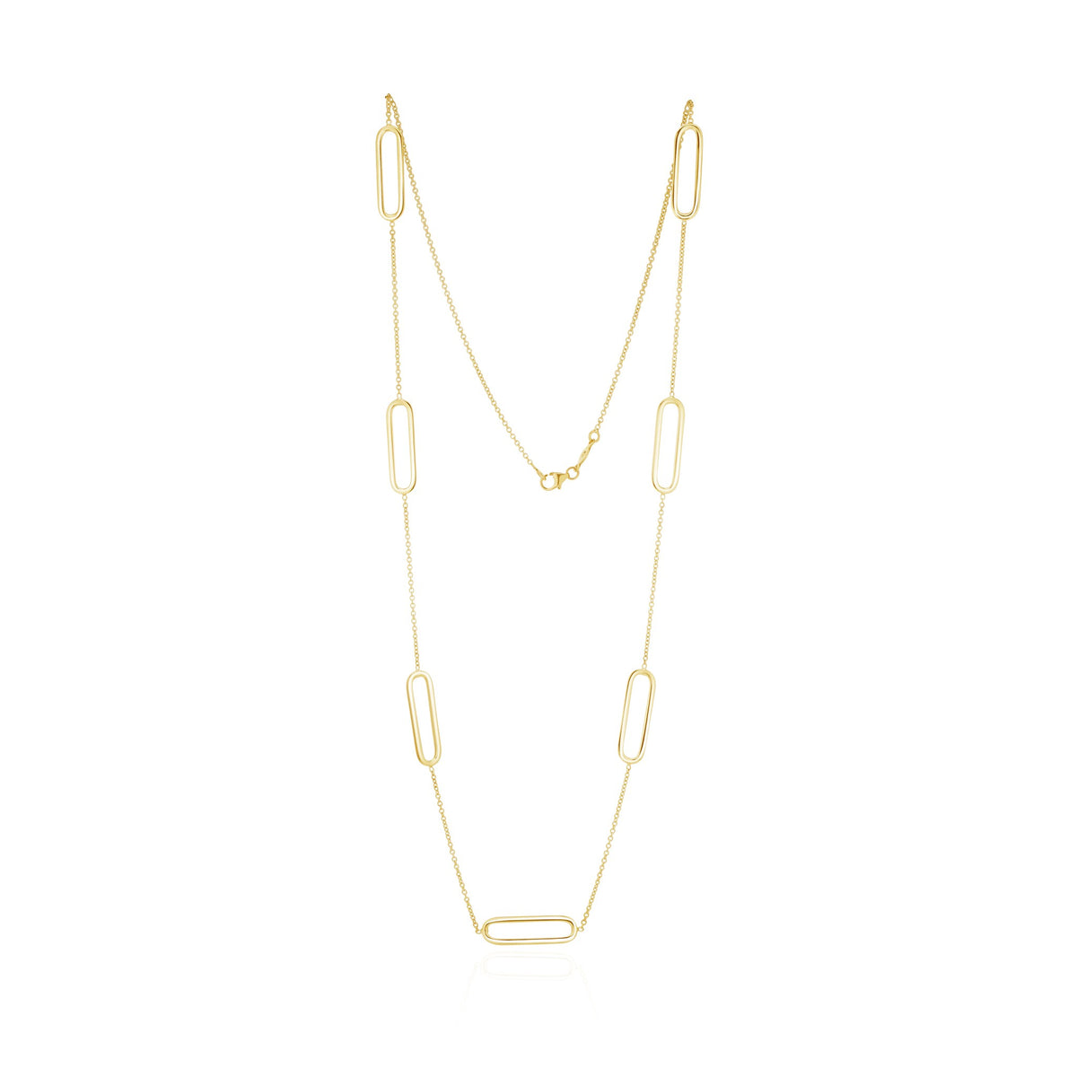 9ct Yellow Gold Open Oval & Chain Necklace 24"