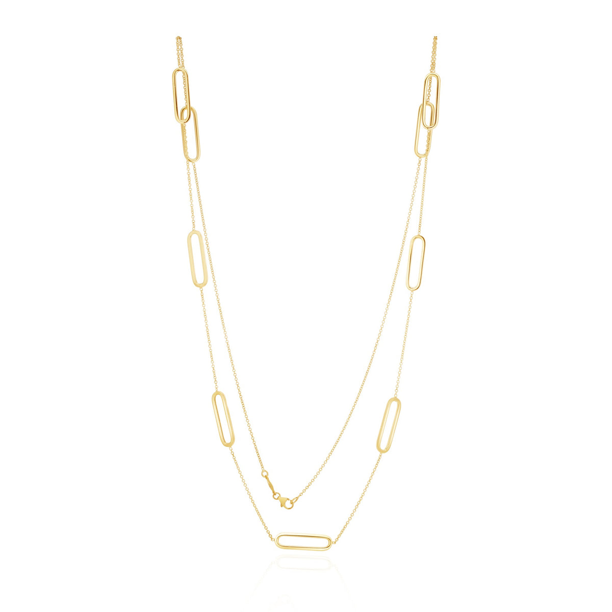 9ct Yellow Gold Chain & Open Oval Motif Necklace 32 Inch