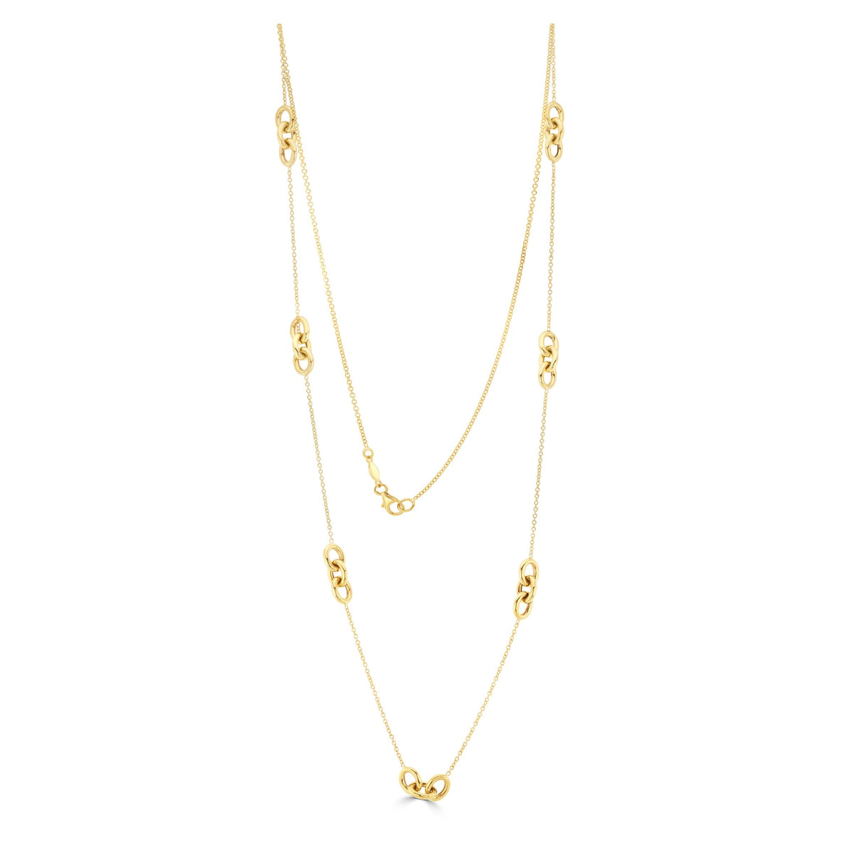 9ct Yellow Gold Chain and Triple Oval Link Necklace 24 Inch