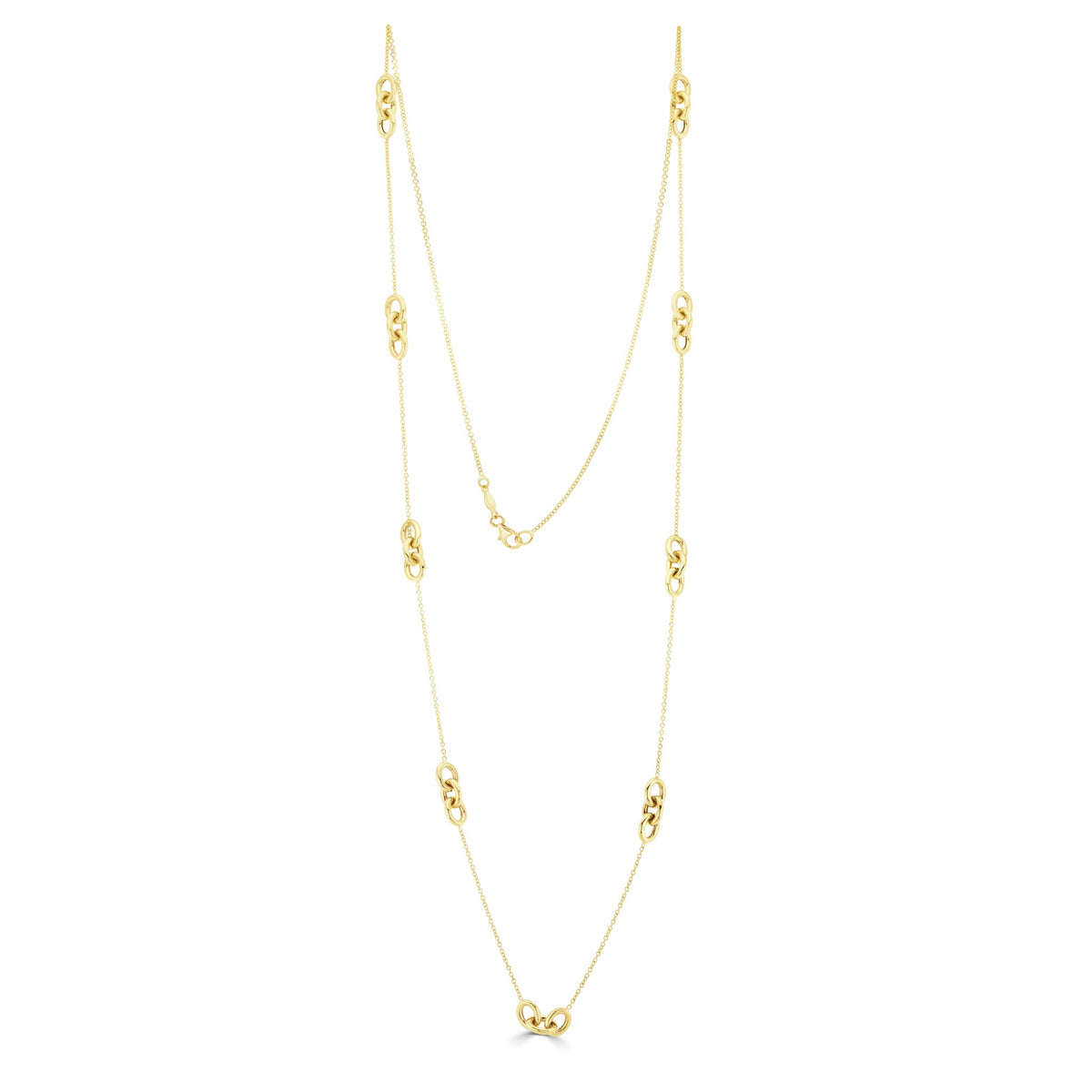 9ct Yellow Gold Chain and Triple Oval Link Necklace 32 Inch