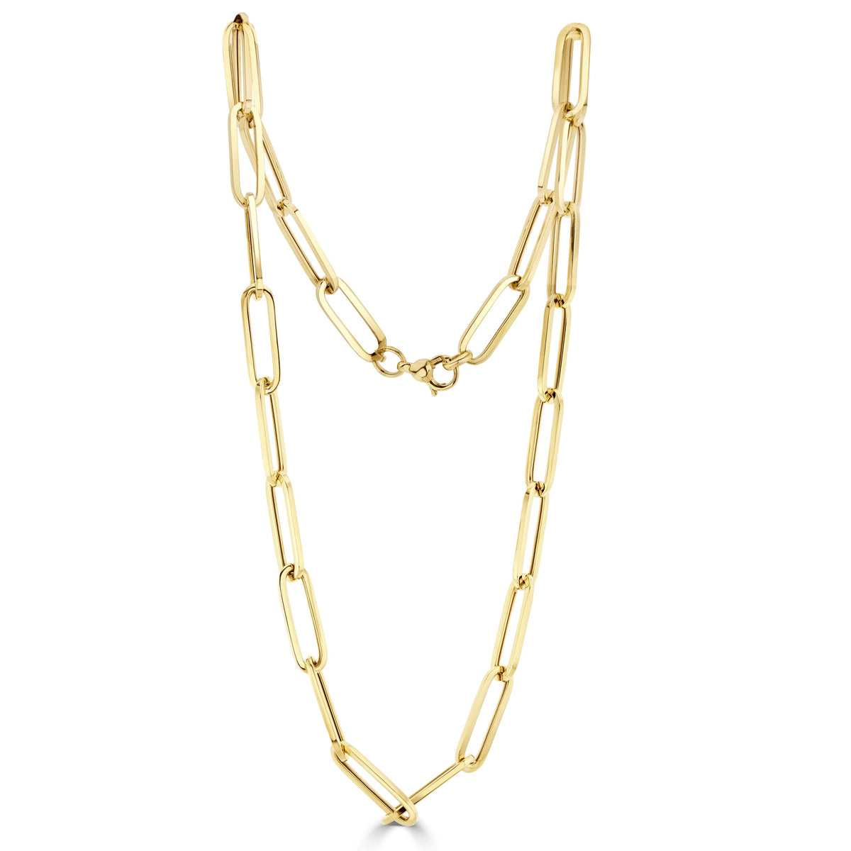 9ct Yellow Gold Oval Paperchain Link Necklace 18 Inches