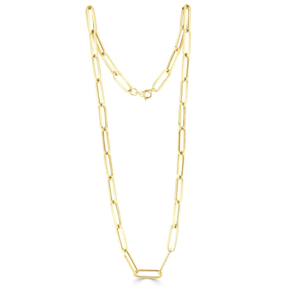 9ct Yellow Gold Oval Paperchain Link Necklace 24 Inches