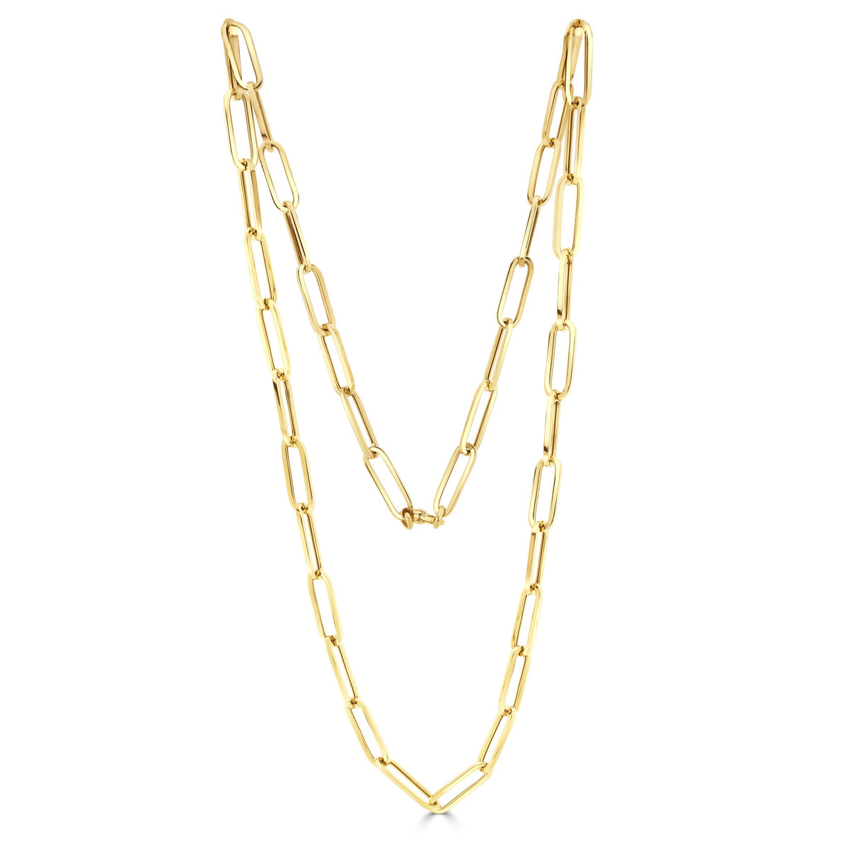 9ct Yellow Gold Oval Paperchain Link Necklace 32 Inches