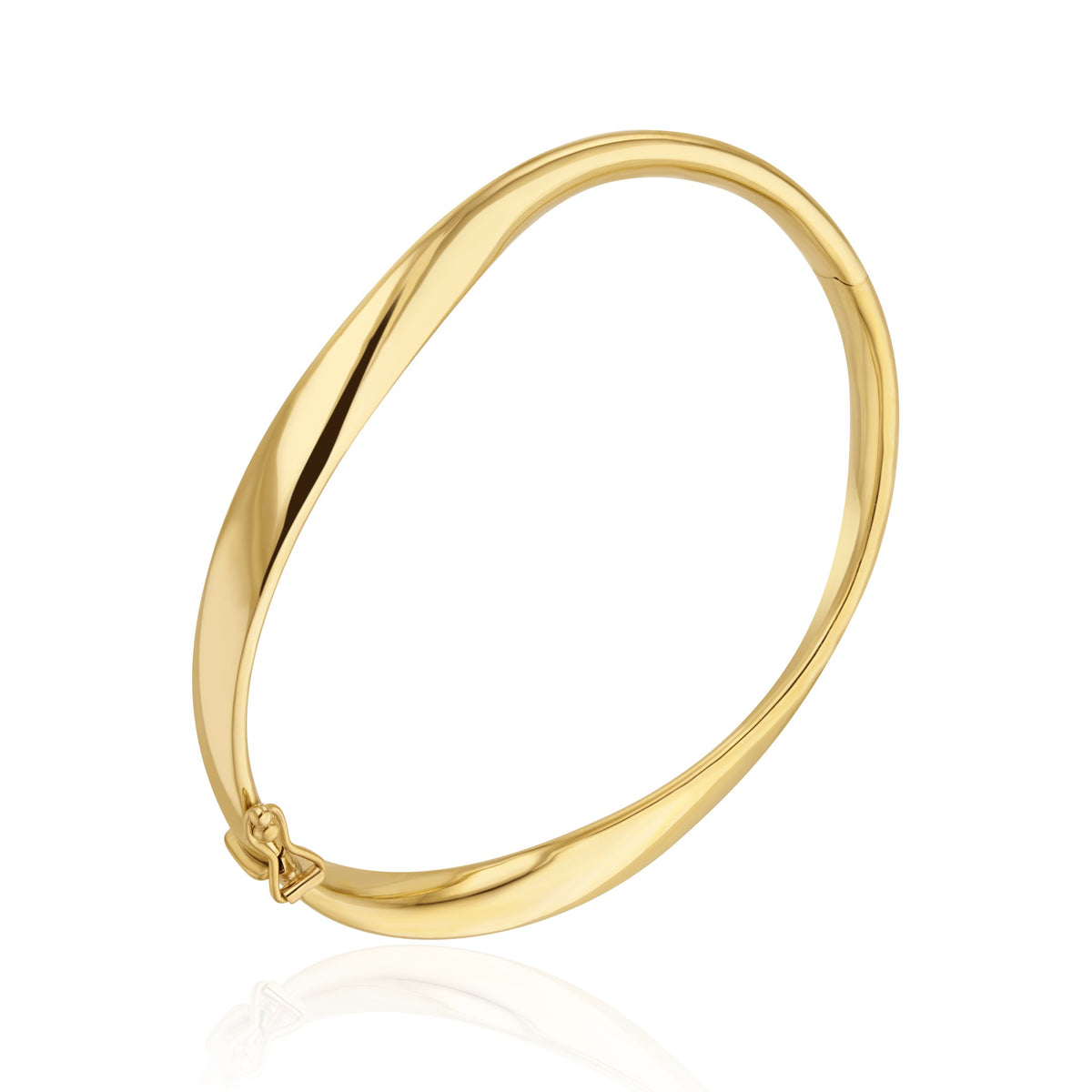 9ct Yellow Gold Wavy Design Hinged Bangle