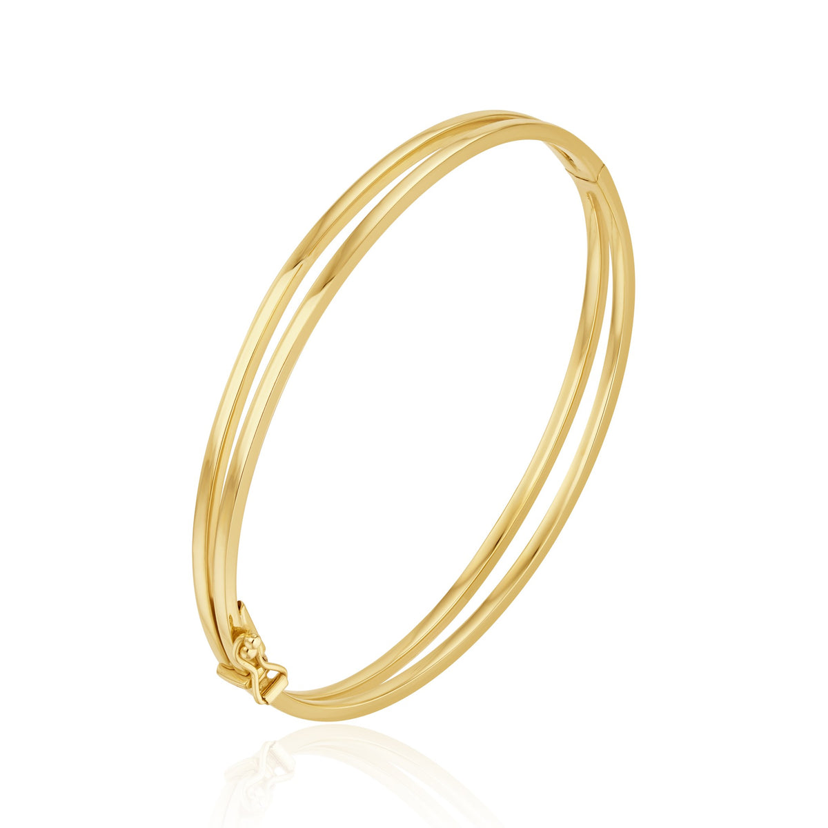 9ct Yellow Gold Two Row Tapered Hinged Style Bangle