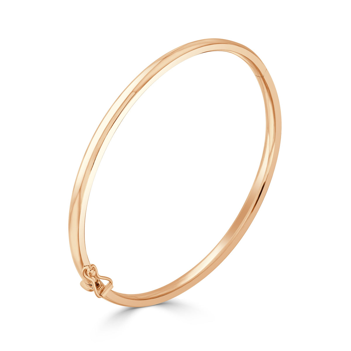 9ct Rose Gold Solid Oval Design Bangle 4mm