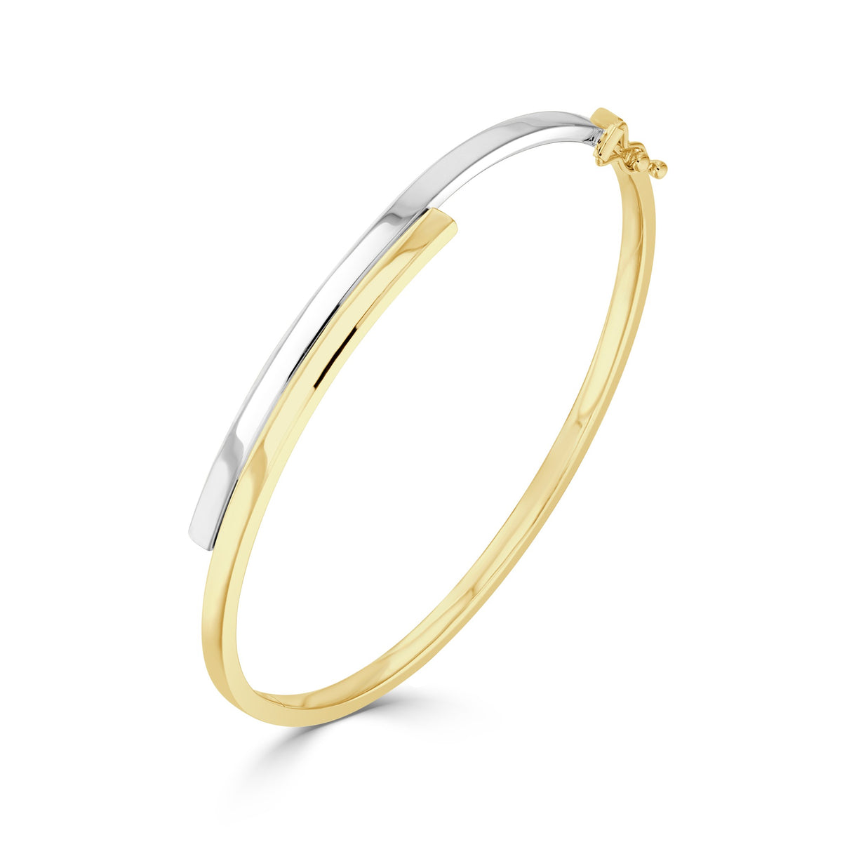 9ct Ywg Polished Two Row Overlapped Hinged Solid Bangle