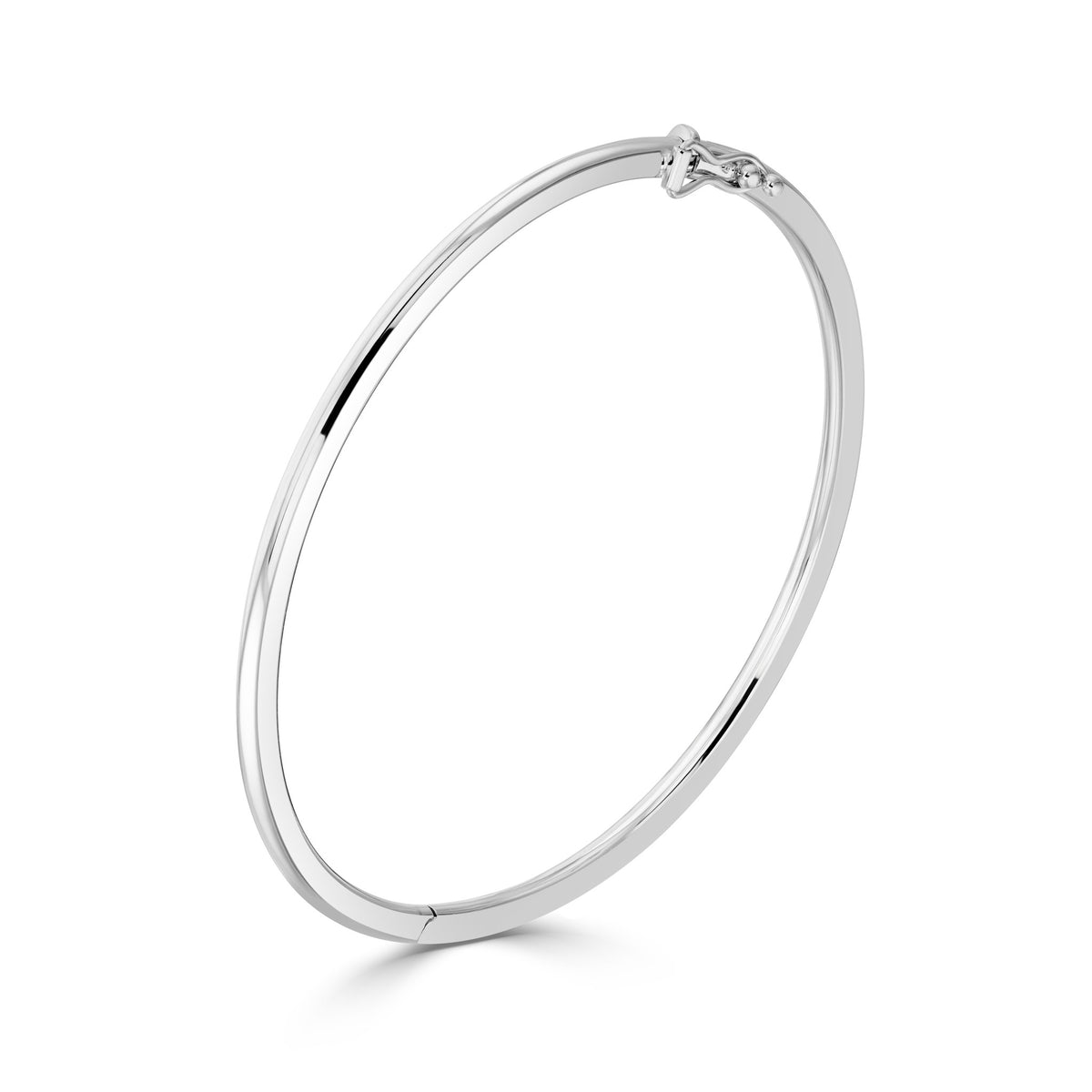 9ct White Gold Polished Round Solid Bangle