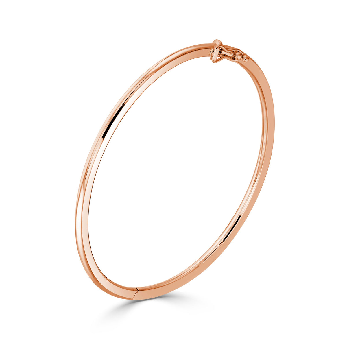 9ct Rose Gold Polished Round Solid Bangle,3mm