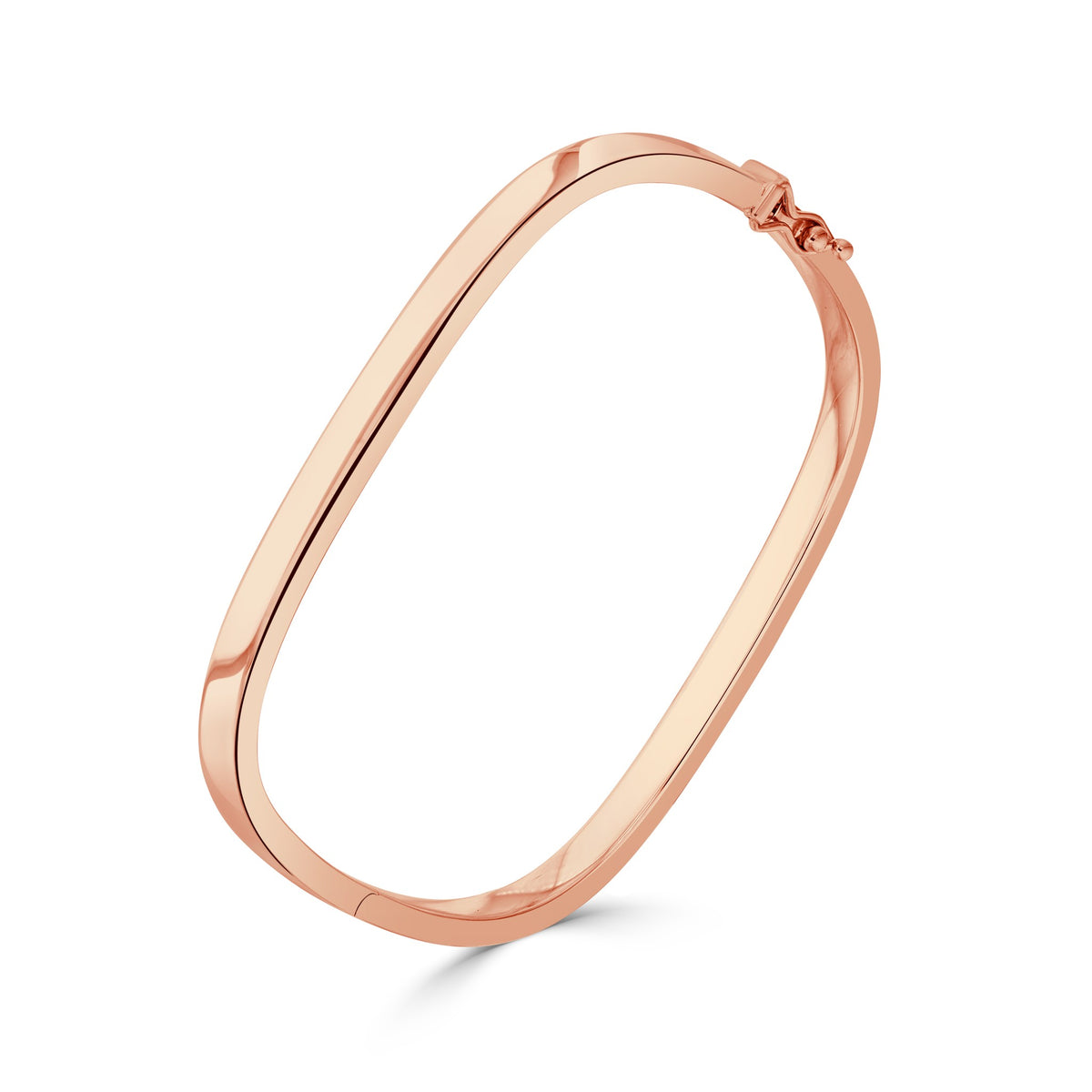 9ct Rose Gold Polished Tv Shape 4mm Solid Hinged Bangle
