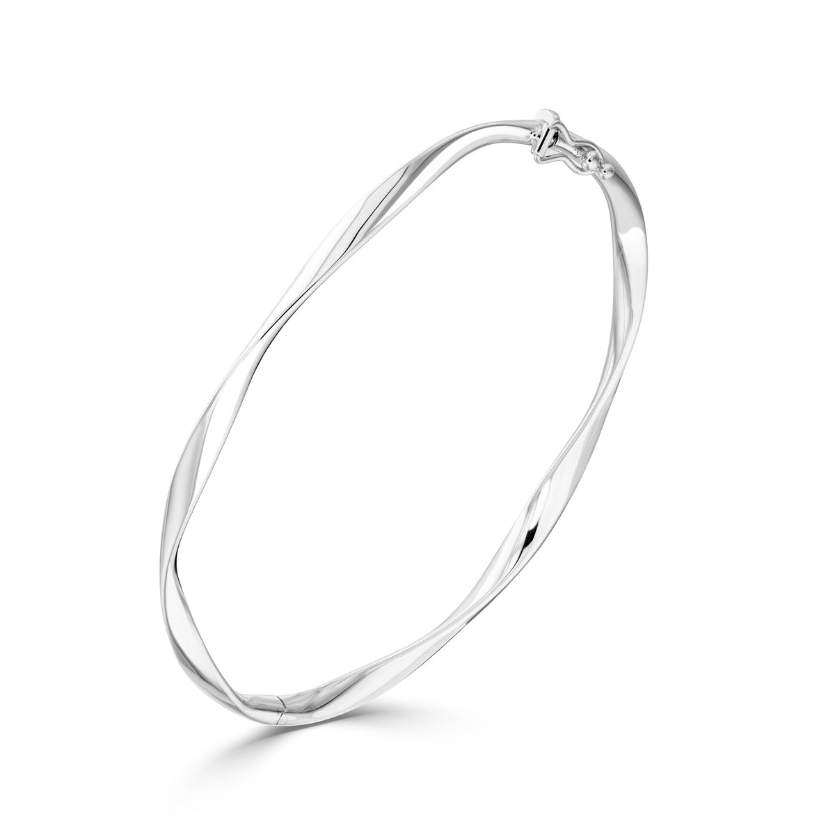 9ct White Gold Loose Twist Solid Bangle