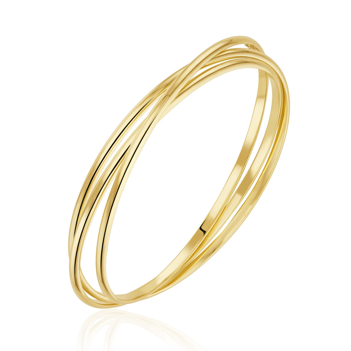 9ct Yellow Gold Russian Solid Bangle 65mm