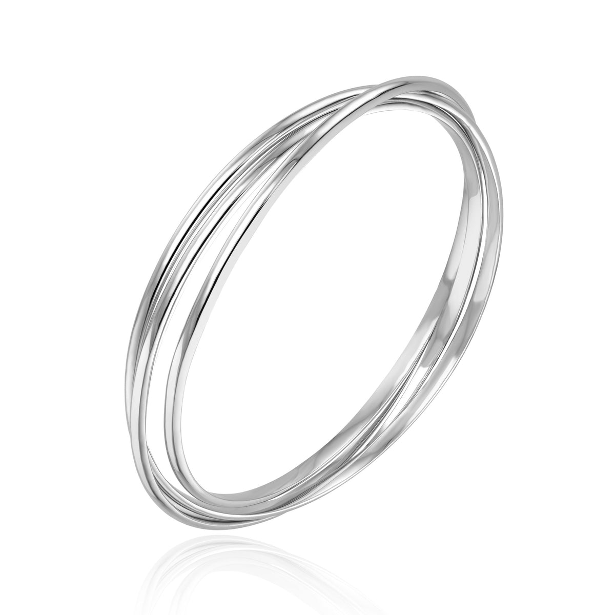 9ct White Gold Russian Solid Bangle 65mm