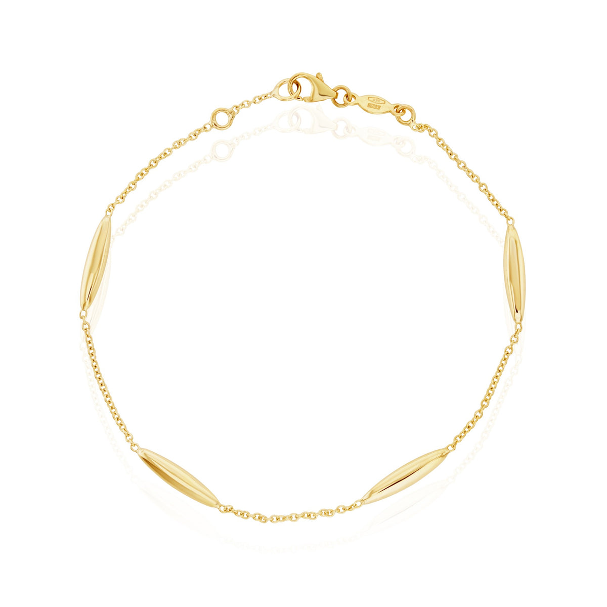 9ct Yellow Gold Marquise 3d Design & Chain Bracelet