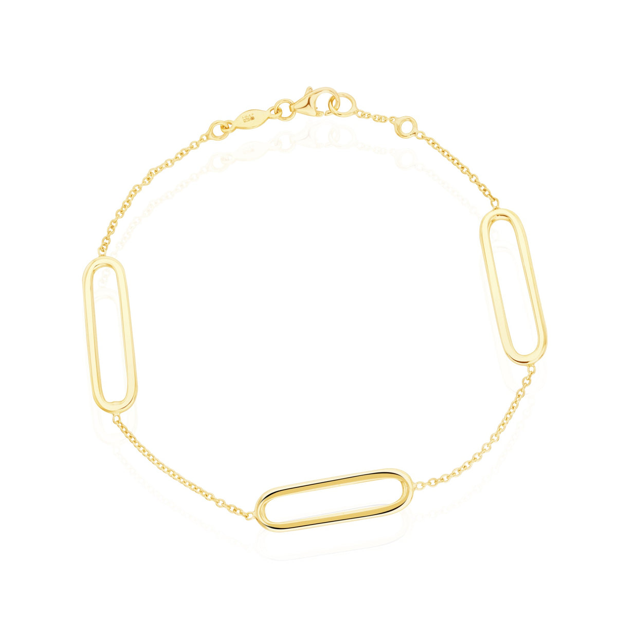 9ct Yellow Gold Open Oval Design & Chain Bracelet