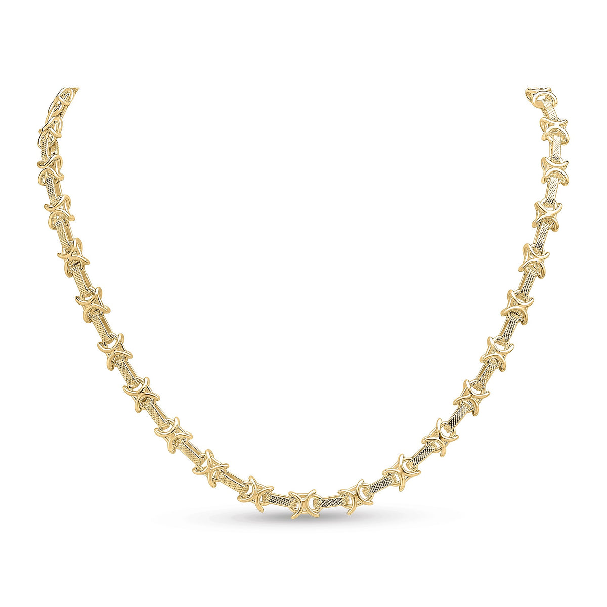 18ct Vermeil Textured Kiss Necklace, 18 inch