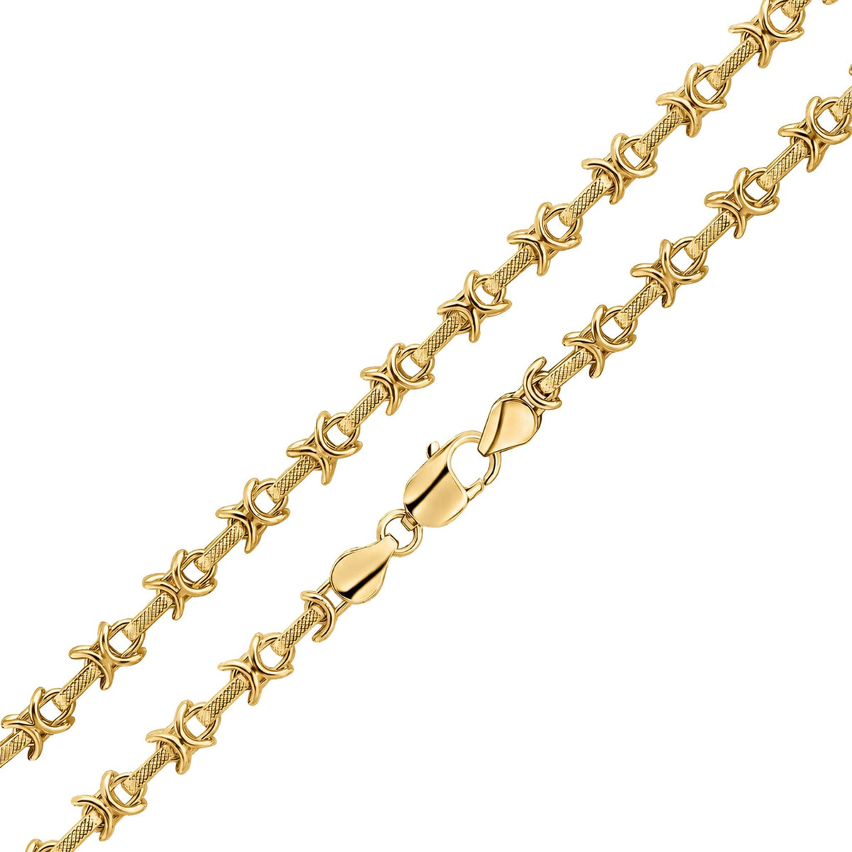 18ct Vermeil Textured Kiss Necklace, link detail