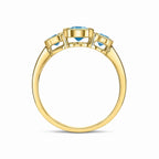 9ct Yellow Gold Octagon Aquamarine Rubover Set 3 Stone Ring - view 2